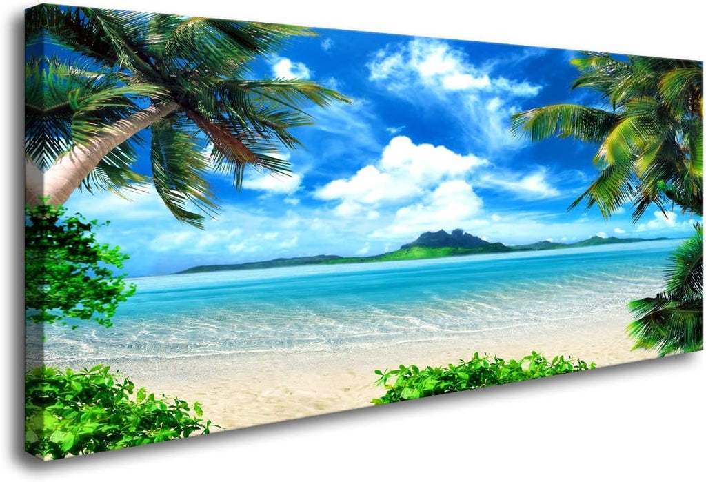 Wall Art Canvas Prints Beach Sunset Ocean Waves Painting W45547