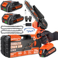 6 Inch Cordless Mini Chainsaw with 2 Batteries 2 Chains F4593