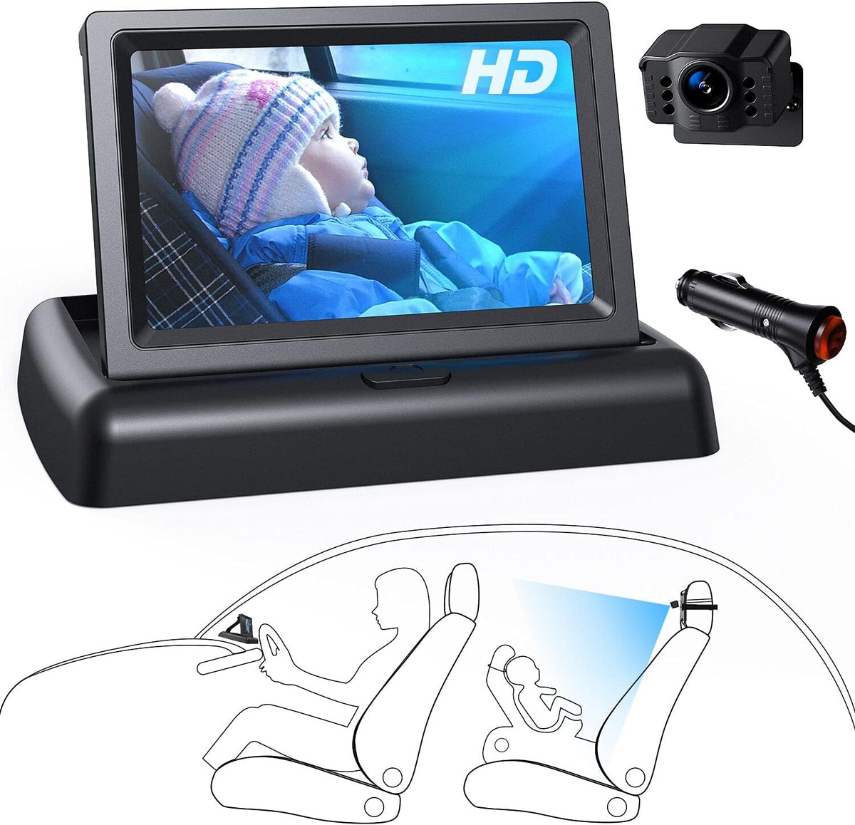 Baby Car Camera Mirror with Monitor Night Vision X796414