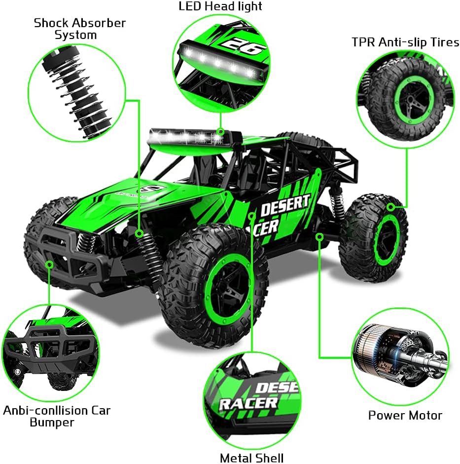 Remote Control Car 1/16 Scale Off-Road Monster Truck Green E45806