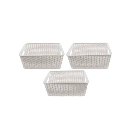 Plastic Basket Organizer, White, Pack of 3 Y9329