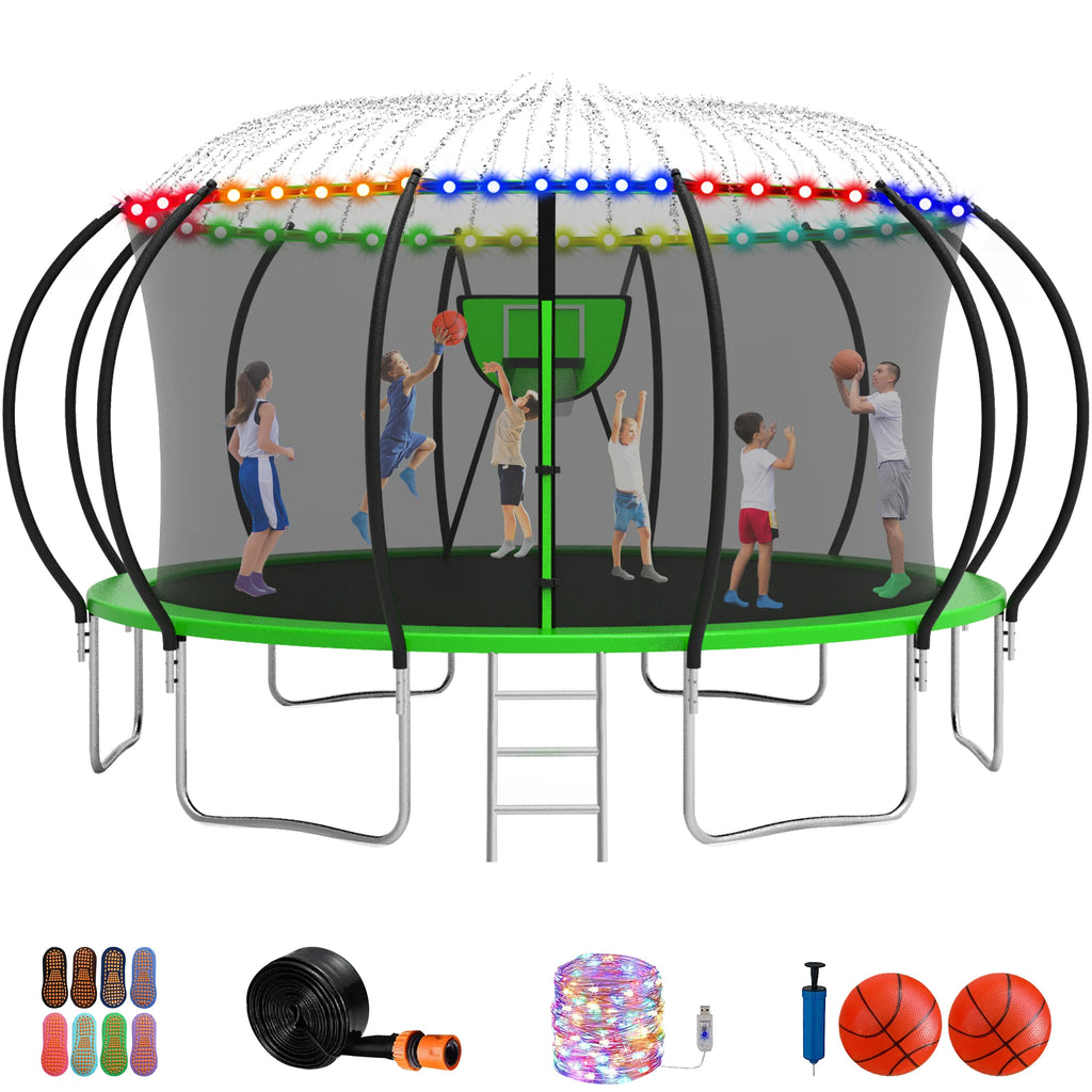 16FT 1500LBS Trampoline with Enclosure and Basketball Hoop X3074
