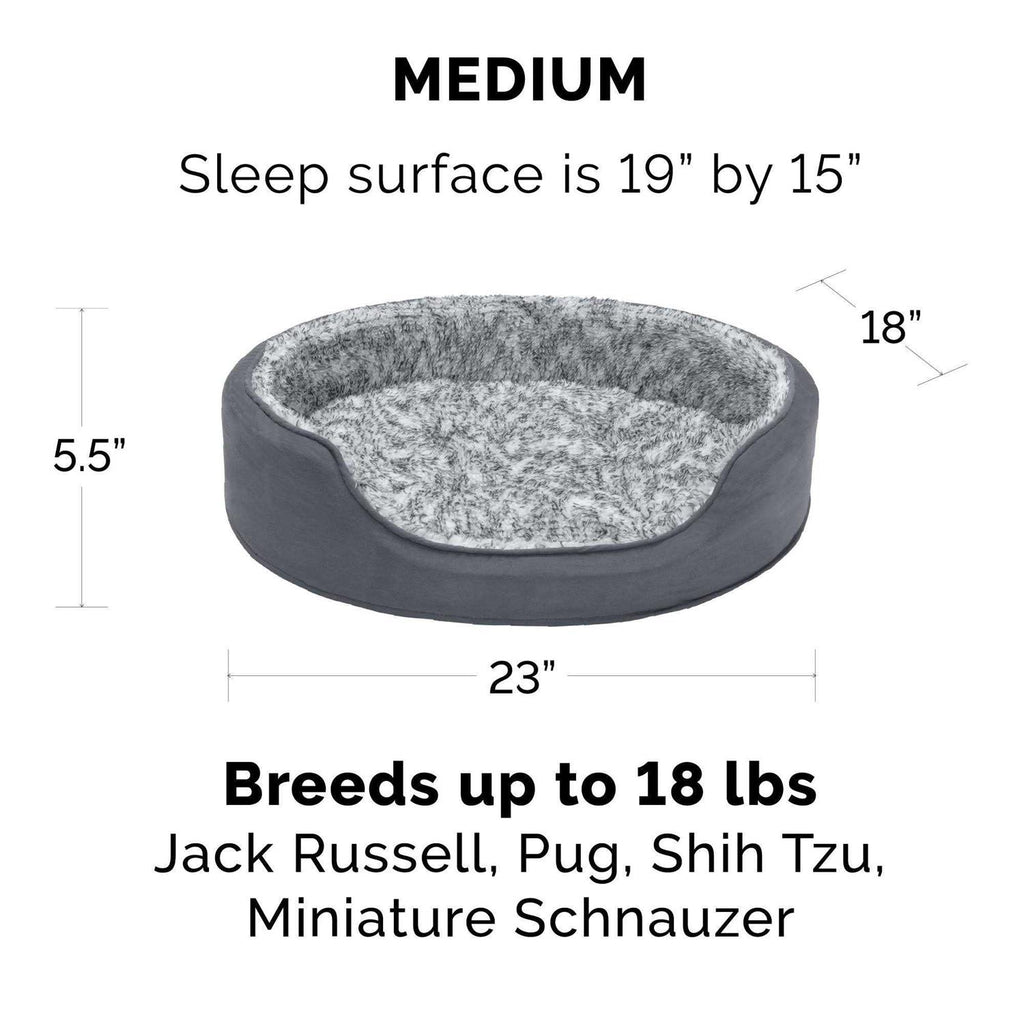 Two-Tone Fur & Suede Oval Dog Bed U8228