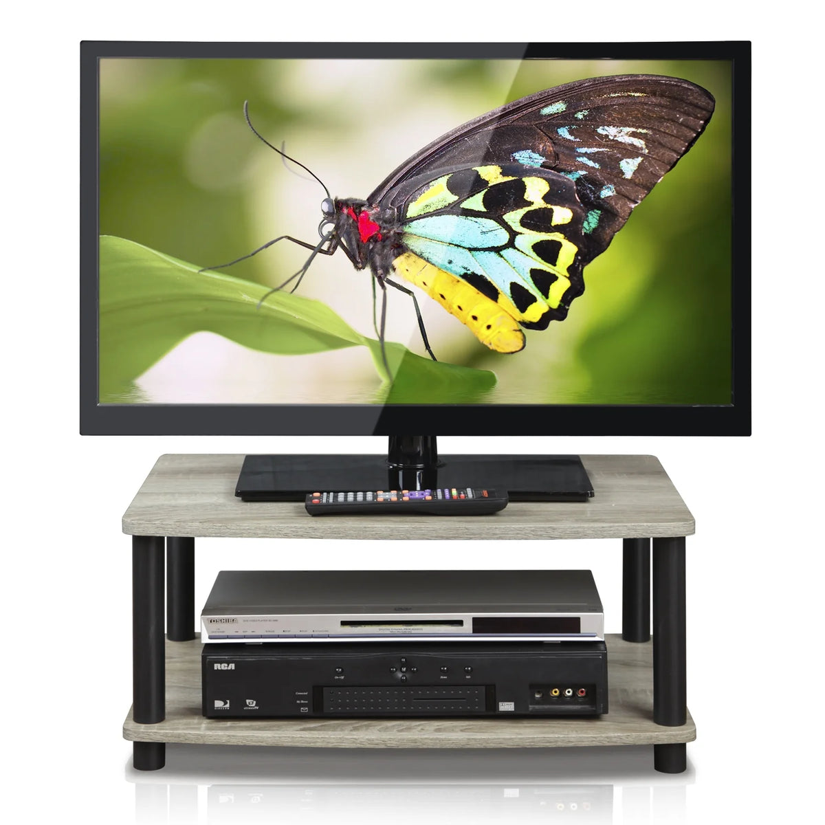 Black 2-Tier Wood TV Stand E9450