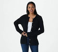 Black Rib Knit Button Front Cardigan P545