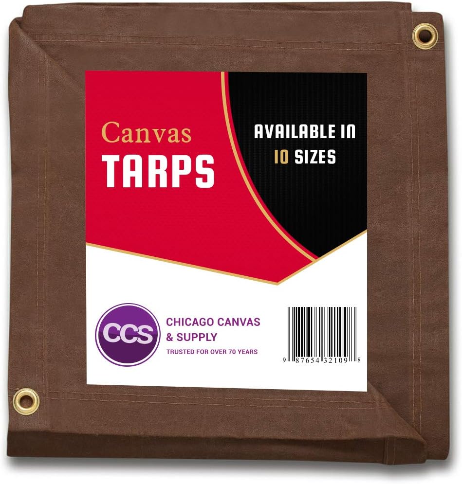 Waterproof Canvas Tarp with Grommets, Brown, 6 by 8 Feet Pack of 2 T7416