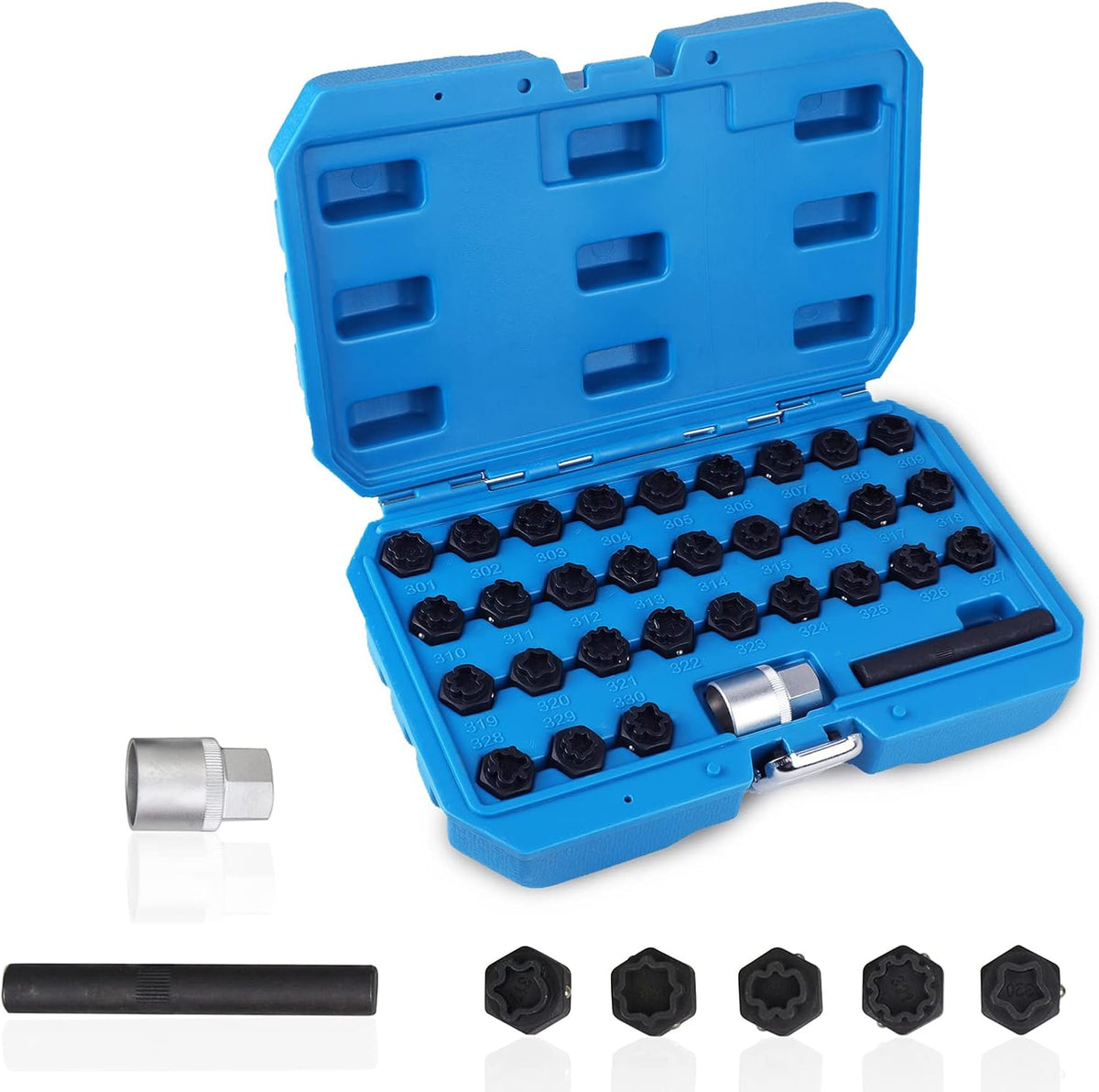 32PCS Automotive Wheel Locks Lug Nuts Socket Set O493