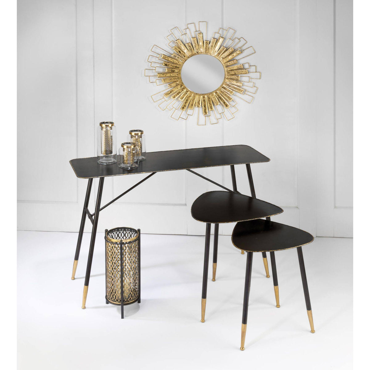 Antiqued Gold and Brown Contemporary Candle Stand O881