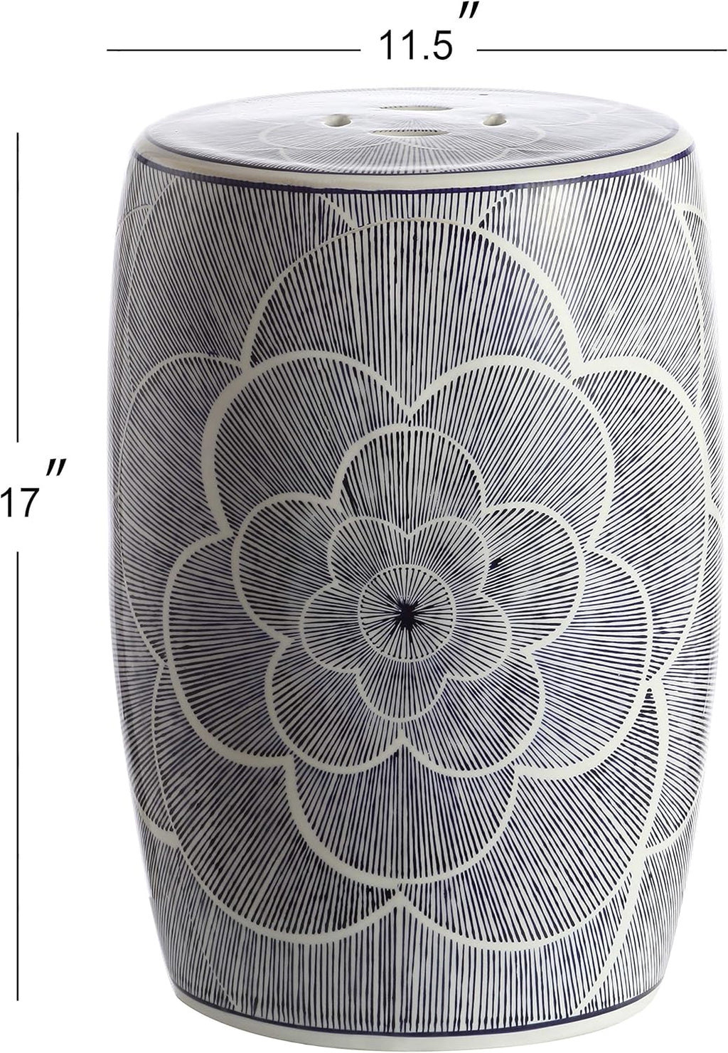 Blue Ceramic Drum Garden Stool S78689