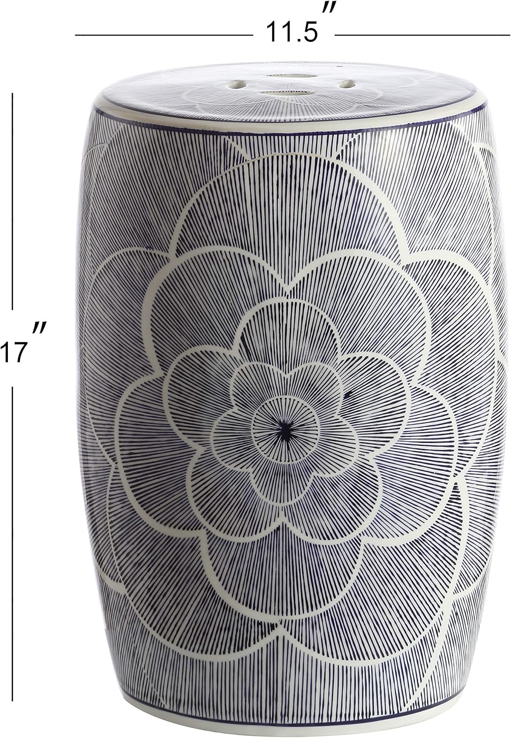Blue Ceramic Drum Garden Stool S78689