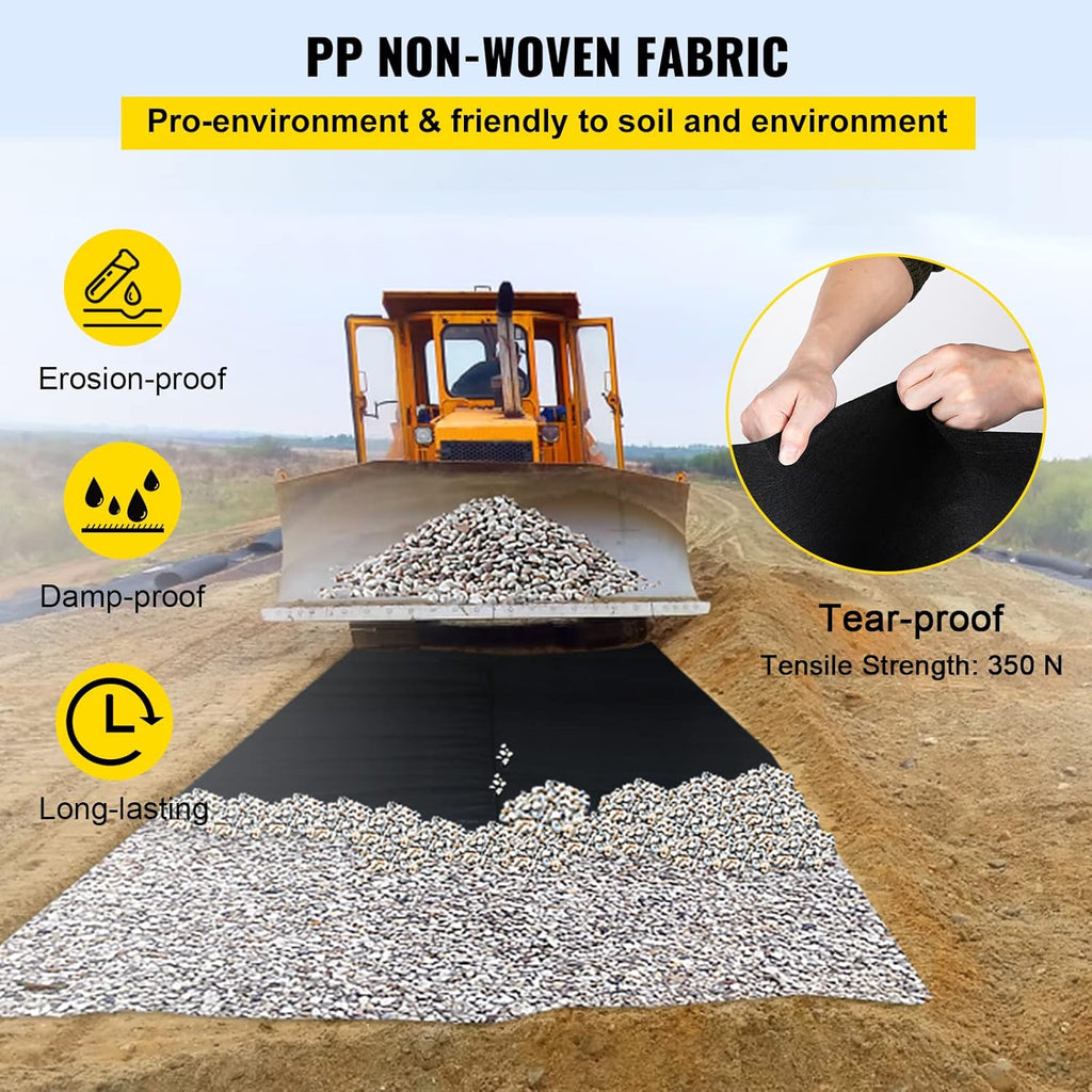 4OZ Heavy Duty Geotextile Landscape Fabric, 15ft x 20ft Black Pack of 2 L38799