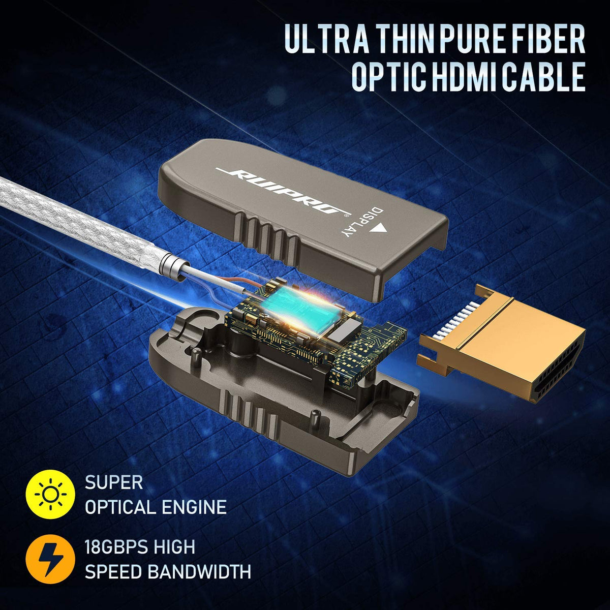 Fiber Optic HDMI Cable 65 Feet 4K60Hz 18Gbps HDR10 ARC Y6643
