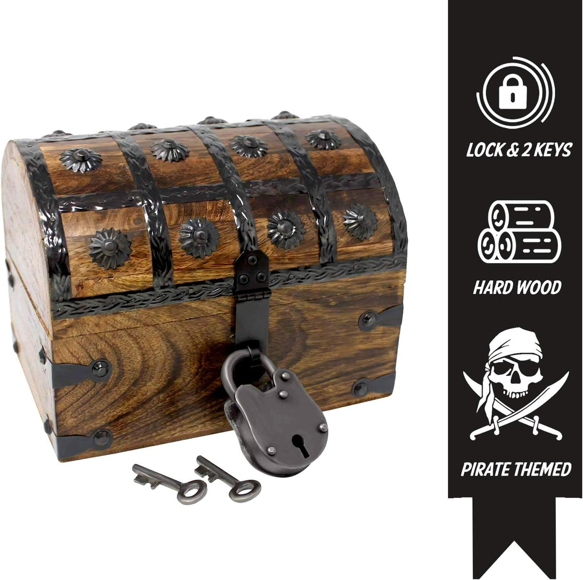 Pirate Treasure Chest with Iron Lock and Skeleton Key X74745