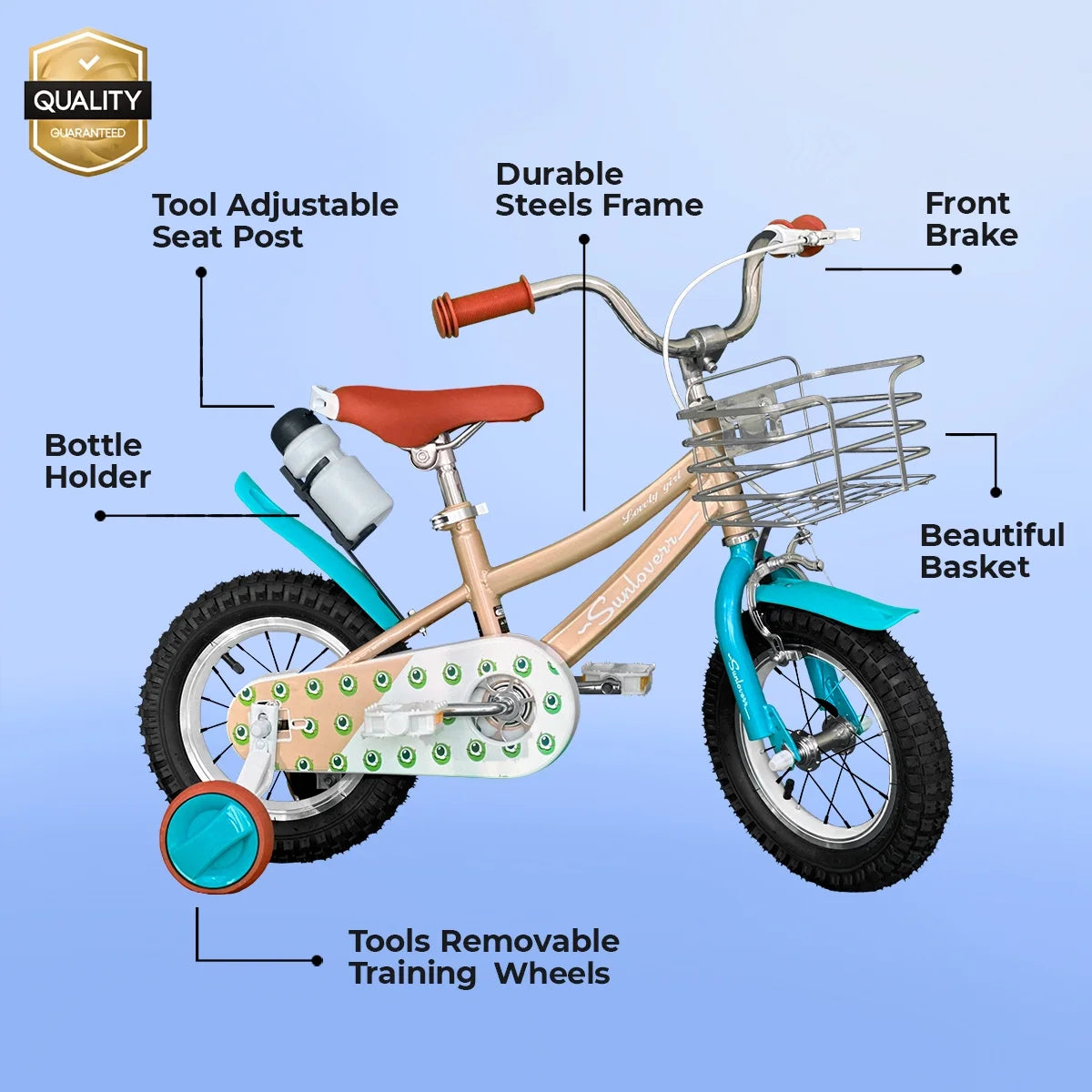 12 Inch Kids Bike with Training Wheels & Basket C3065