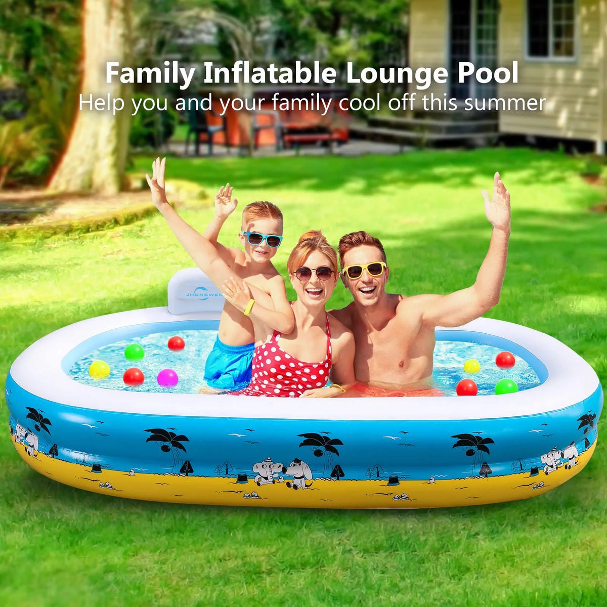 Large Inflatable Pool with Seat and Backrest B253768