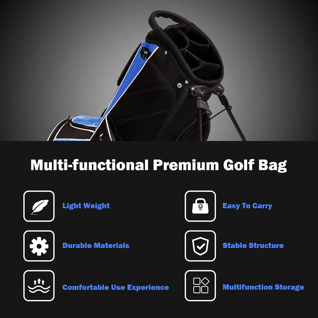 Golf Stand Cart Bag with 6 Way Divider Black U462