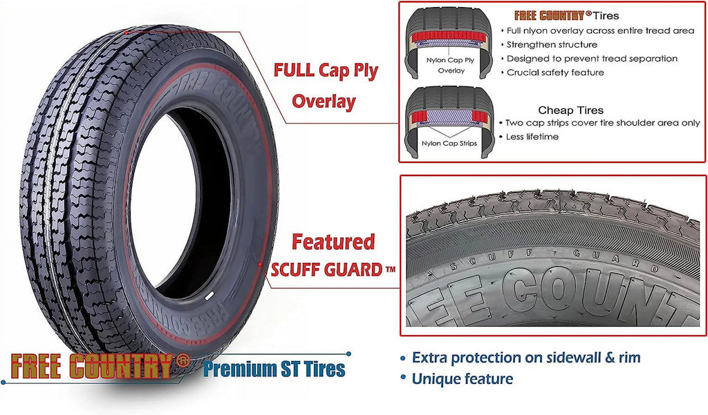 Trailer Tires ST 205/75D15 6 Ply Load Range C Set 2 R95970