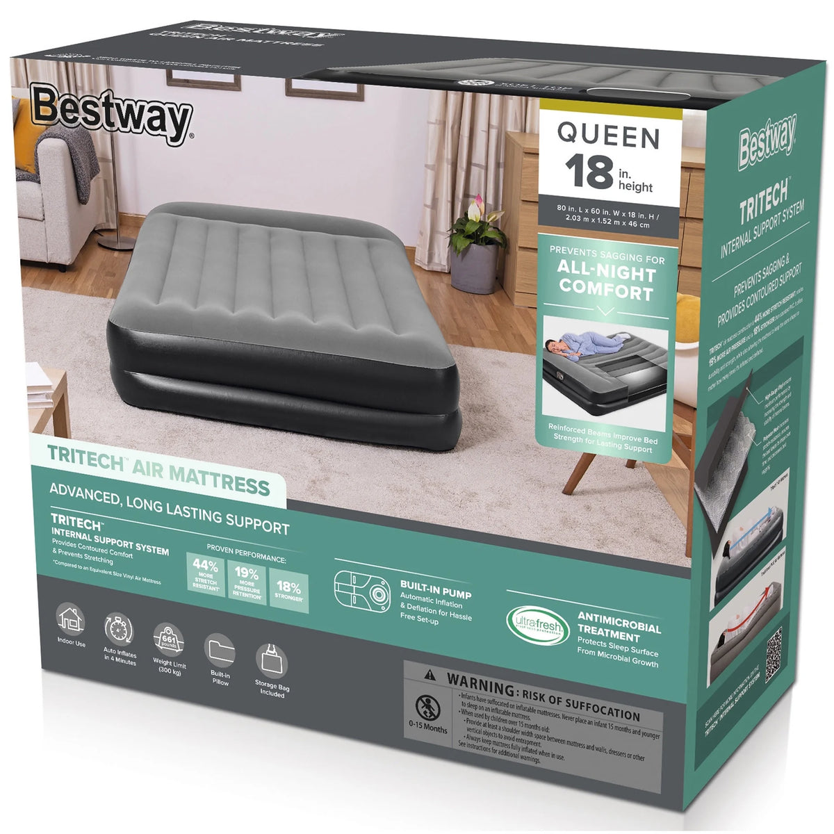 Queen 18 Air Mattress with Built-in AC Pump N36751