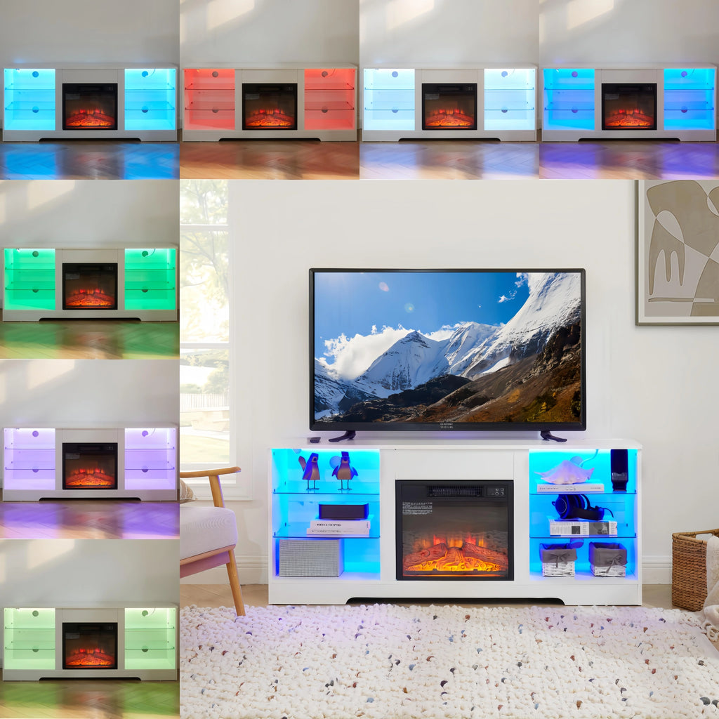 Brown 58 TV Stand with Fireplace C343342