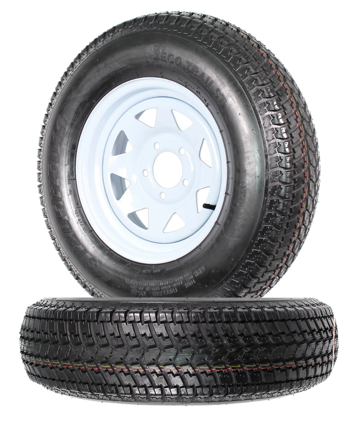 2-Pk Trailer Tire On Rim ST205/75D14 LRC 5 Hole White Spoke Wheel I85104