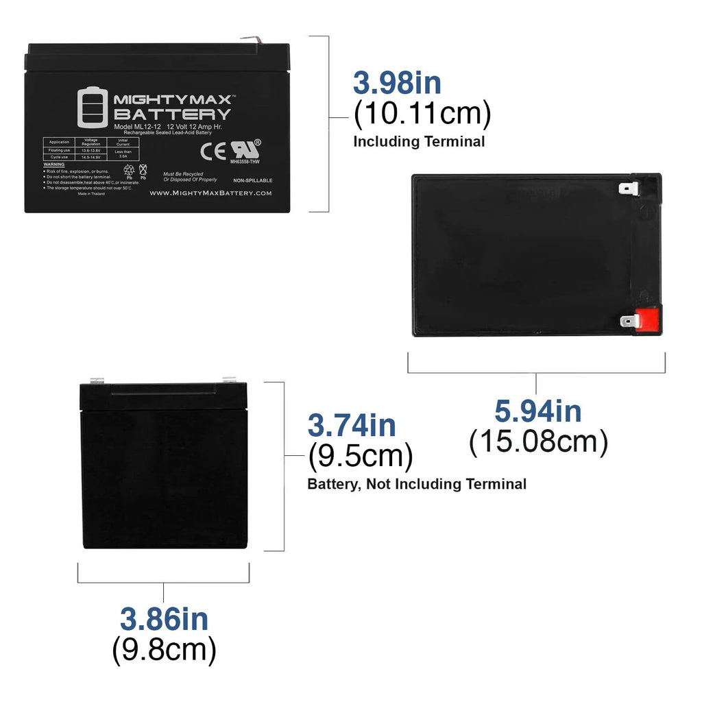 12V 12AH Compatible Battery 2 Pack V20845
