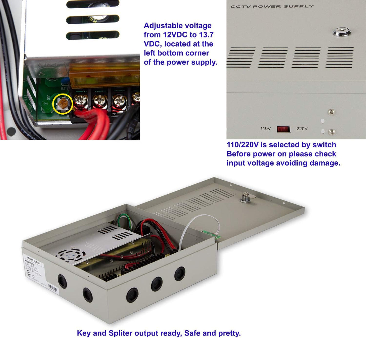 18 Outputs 30 Amp 12V DC CCTV Power Supply Box U1442