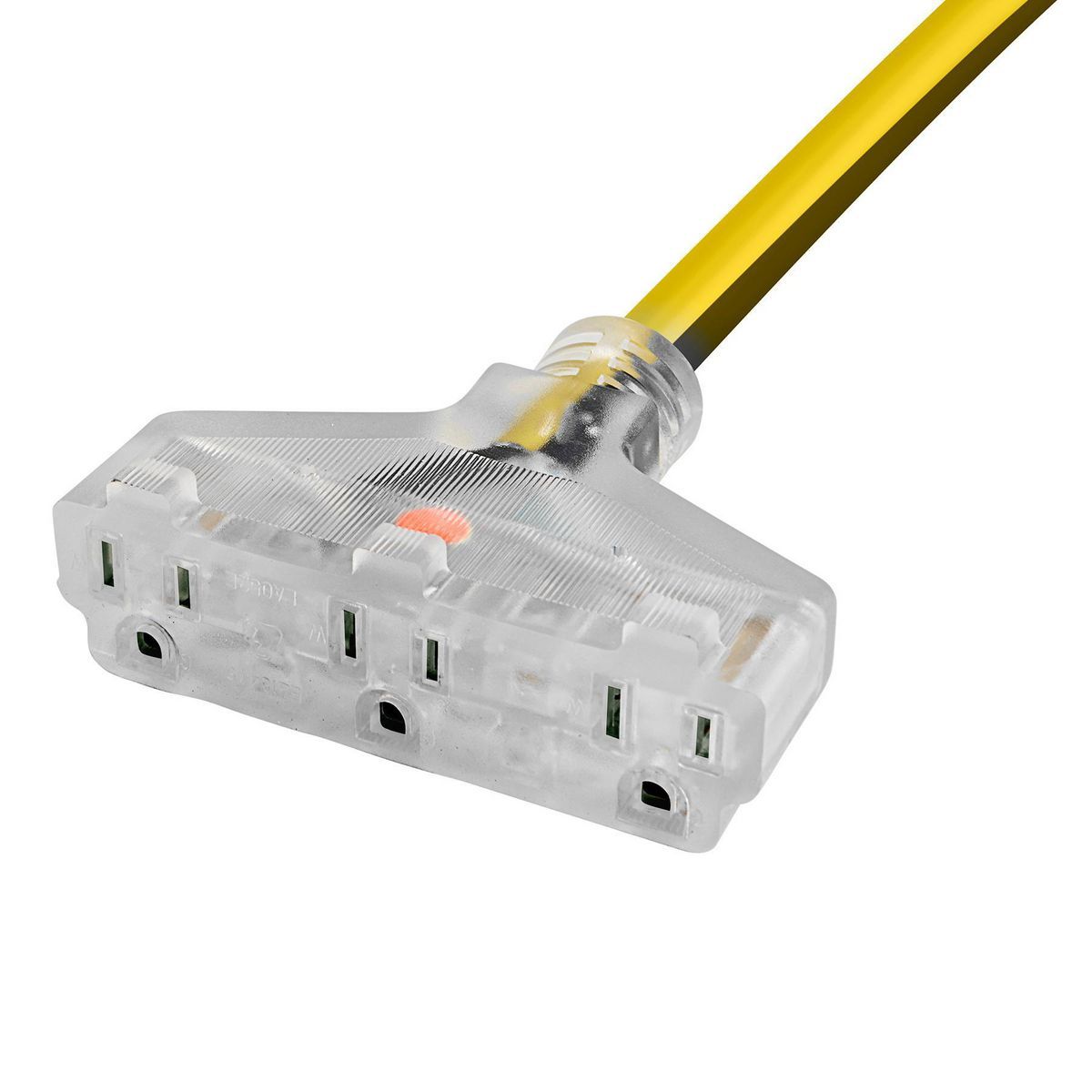 25 ft. 12/3 Gauge Multiple Outlet Extension Cord with Indicator Light, Yellow, Black W1806