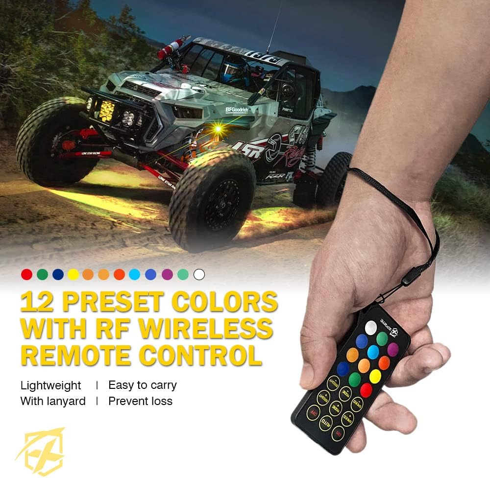 Multicolor LED Rock Lights Kit with Bluetooth Remote, 8 Pods J4492