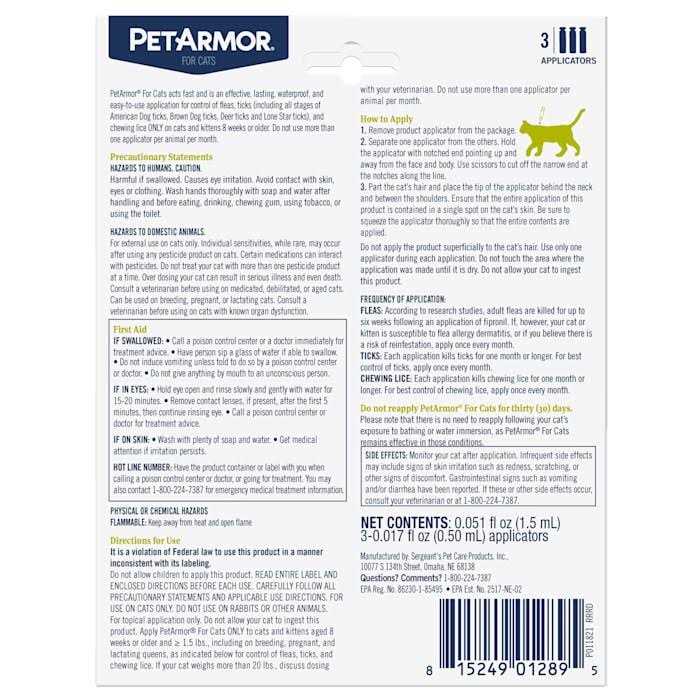 Flea and Tick Treatment for Cats Q449