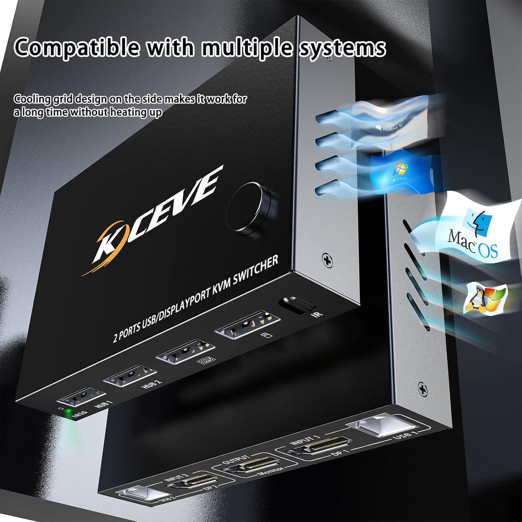 Displayport 2 Port 4K@60Hz KVM Switch with USB T92825