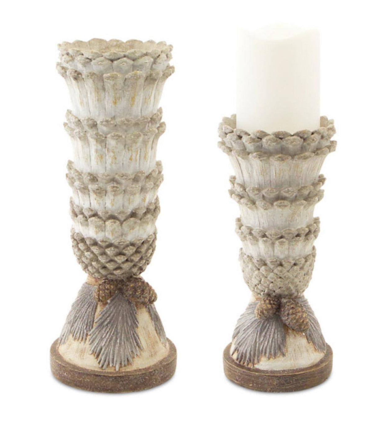 Set of 2 Pine Cone Candle Holder U7447