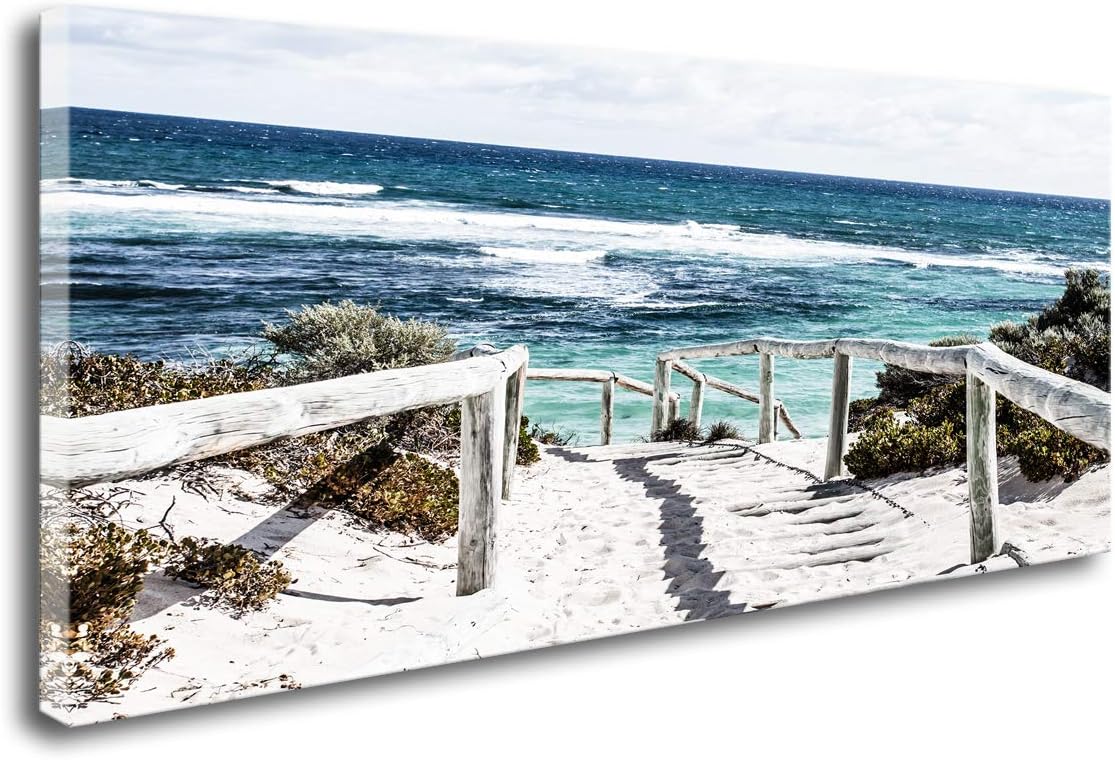 Wall Art Canvas Prints Beach Sunset Ocean Waves Painting W45547