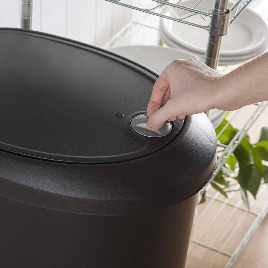 12.6 Gallon Locking StepOn Wastebasket Black 2 Pack Y55482