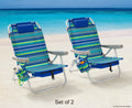 2-Pack Lay-Flat Backpack Chair Blue & Green Stripe K963