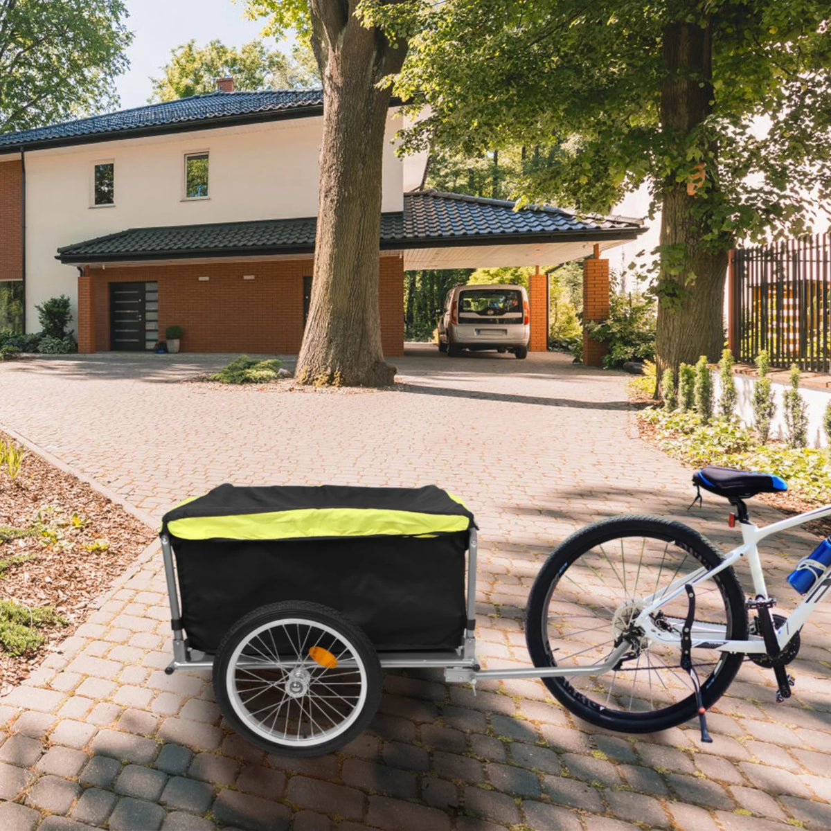Foldable Bike Cargo Trailer with Removable Lid Black F87325