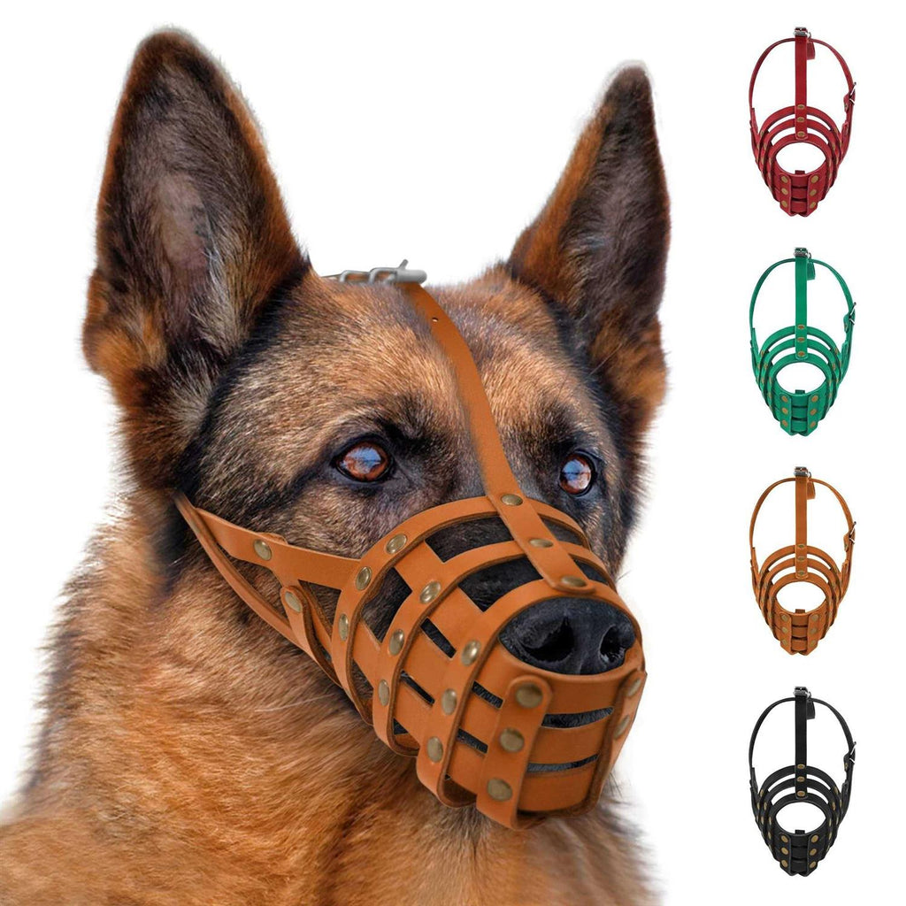 Leather Dog Muzzle Adjustable Breathable Medium Large Breeds Y144928