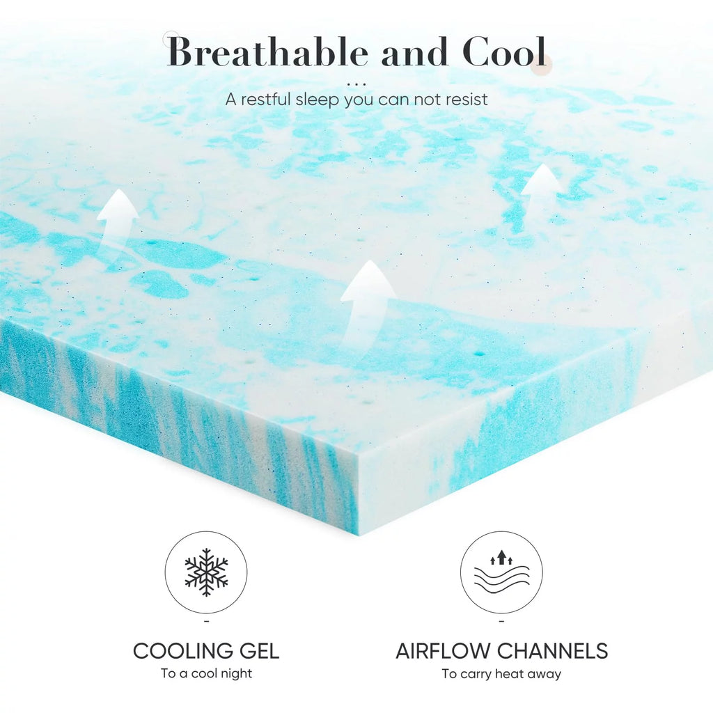 2 Inch Gel Memory Foam Mattress Topper, Twin XL T87403