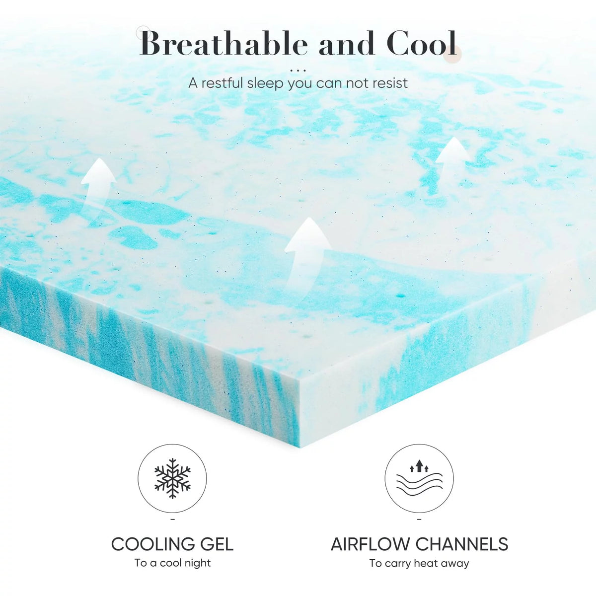 2 Inch Gel Memory Foam Mattress Topper, Twin XL T87403