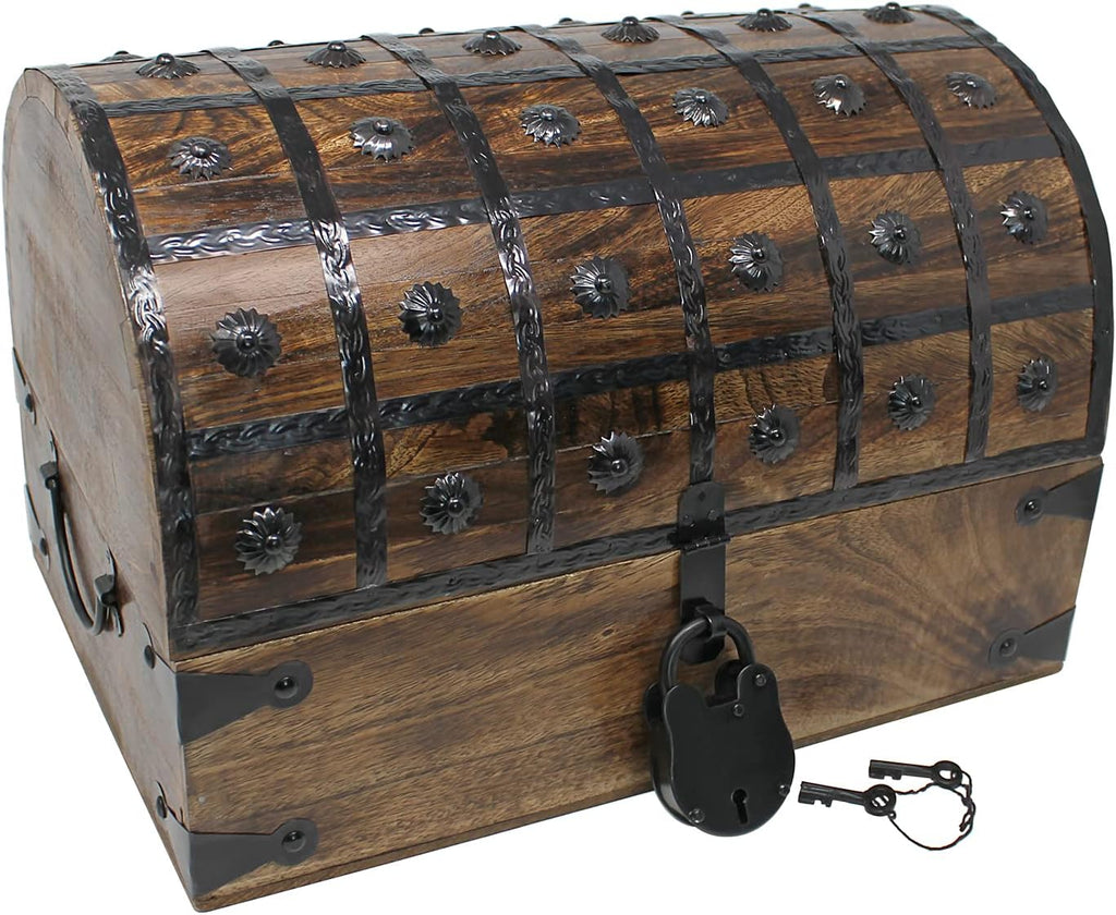 Pirate Treasure Chest with Iron Lock and Skeleton Key X74745