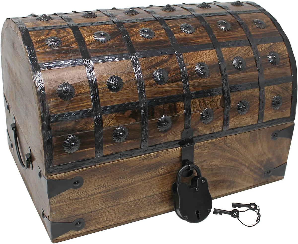 Pirate Treasure Chest with Iron Lock and Skeleton Key X74745