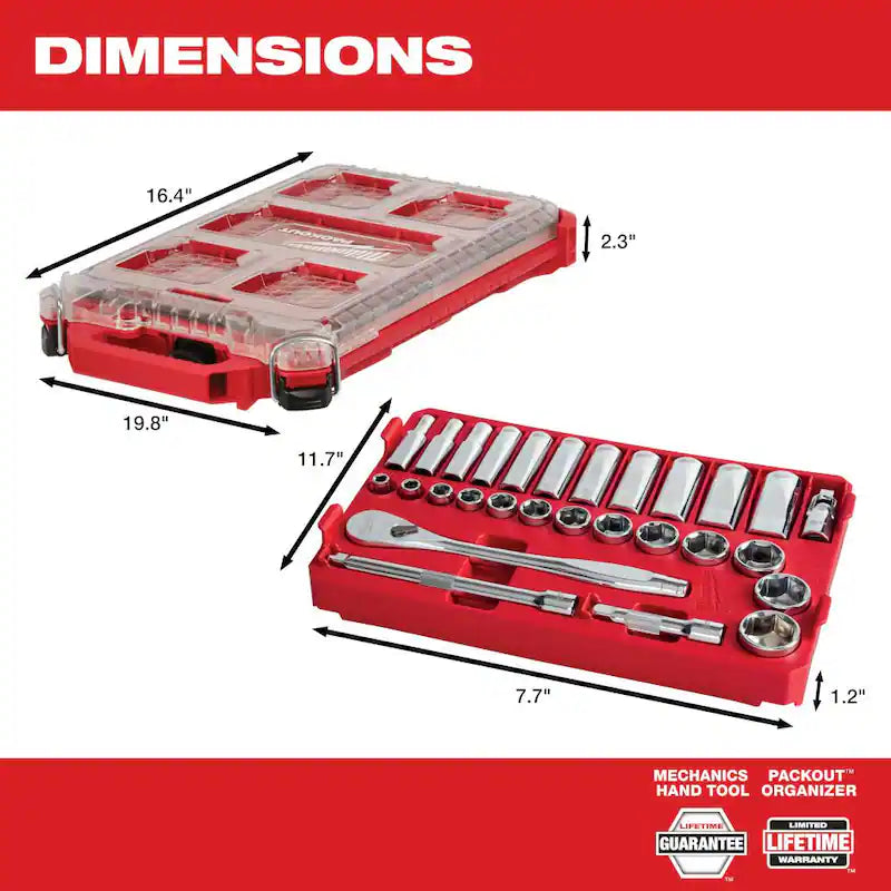 3/8 in. Drive SAE Ratchet and Socket Mechanics Tool Set 28-Piece I873206