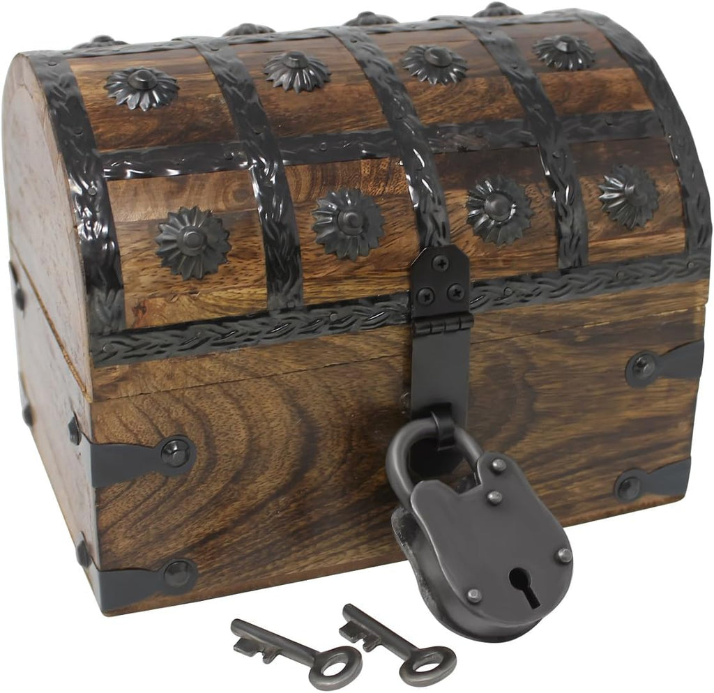 Pirate Treasure Chest with Iron Lock and Skeleton Key X74745