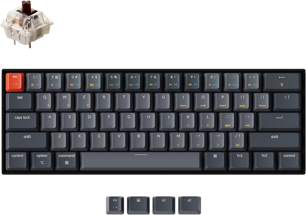 60% Layout Bluetooth Wireless USB Wired Mechanical Keyboard White LED Backlit 61-Key Q5661