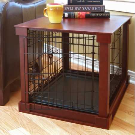 Double Door Furniture Style Dog Crate, Mahogany, 30 inch B481113