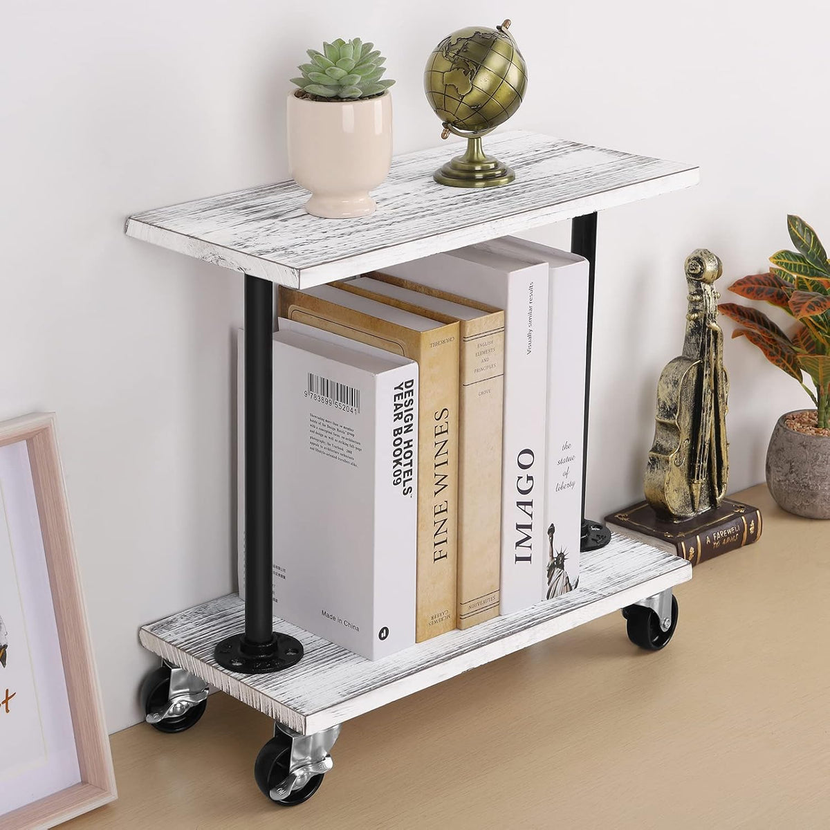 Narrow End Table with Wheels O996789