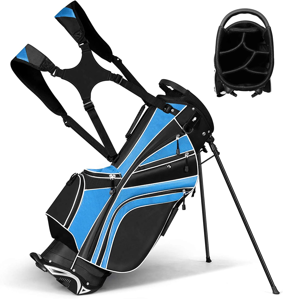 Golf Stand Cart Bag with 6 Way Divider Black U462