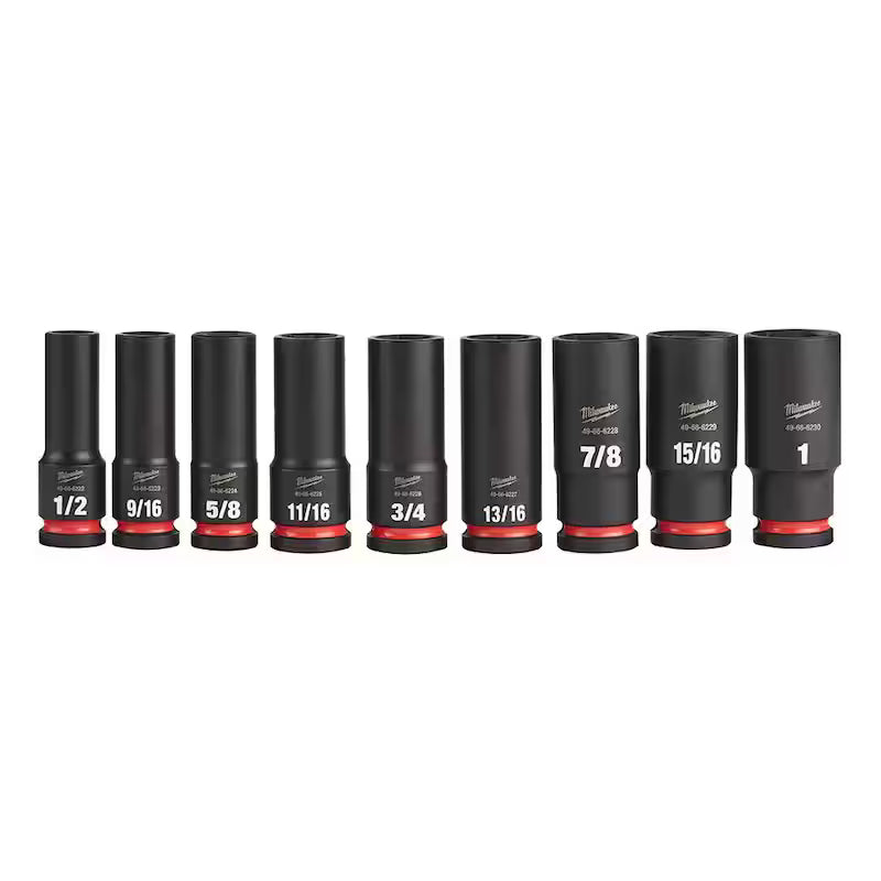 1/2 in. Drive SAE Deep Well Impact Socket Set (9-Piece) U842618