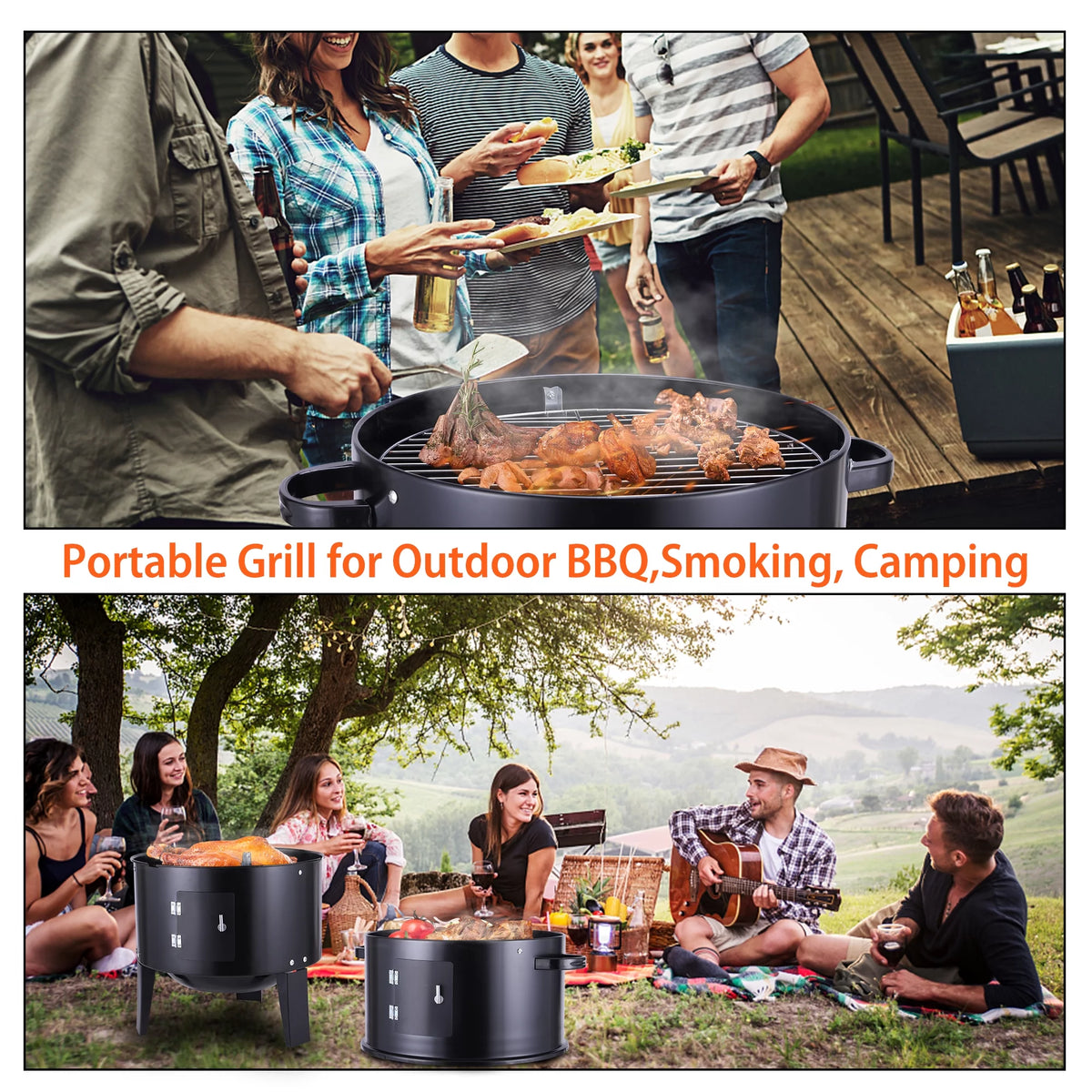 Portable Charcoal Smoker Grill O259