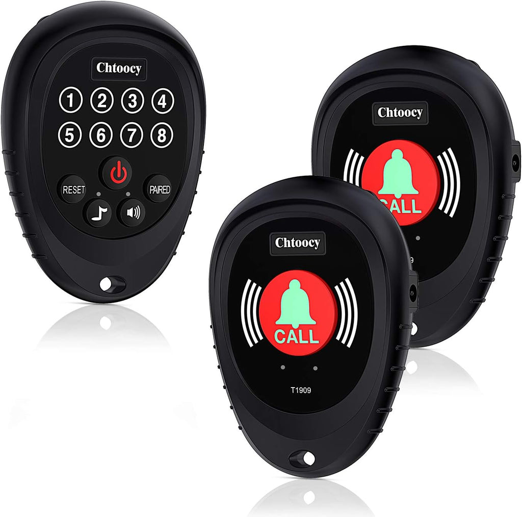 Rechargeable Wireless Caregiver Pager 1000 Feet Range 3 Call Buttons and 1 Receiver White H7895