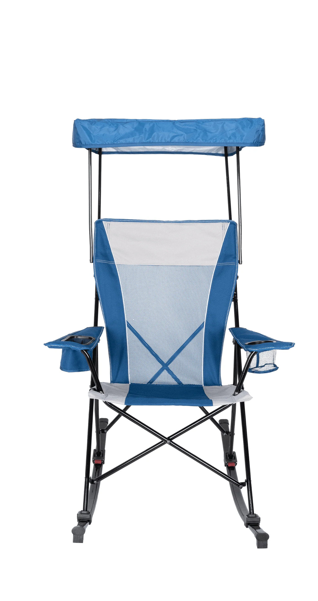 Blue and Grey Mesh Rocking Camp Chair with Canopy O294075